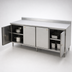 Thumbnail image #3 for BK Resources 84 x 30 Inch Stainless Steel Cabinet Base Chef Table with Hinged Locking Doors and 5 Inch Backsplash