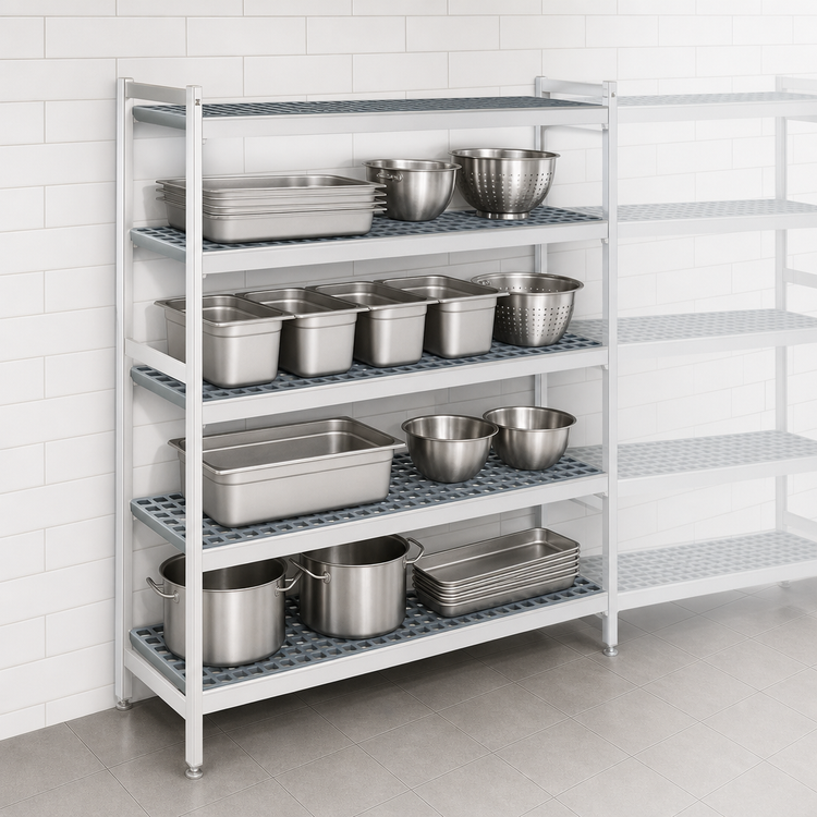 Product image #3 for Fermostock 4-Tier Starter Shelving Unit with Removable Polymer Inserts, 59"W x 22"D x 71"H