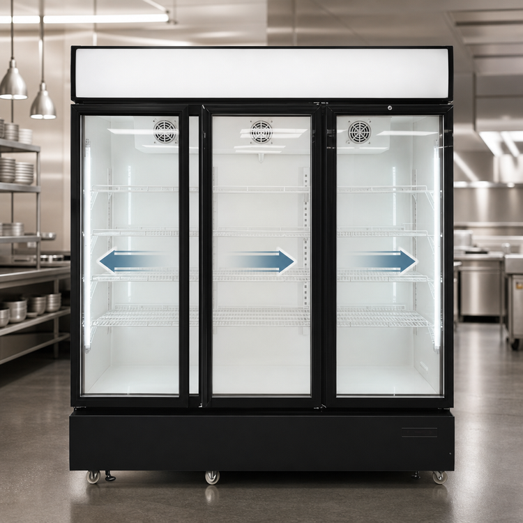Product image #3 for Hurakan 81-Inch 3-Section Reach-In Glass Door Freezer Display, 55.7 Cu. Ft., 3 Sliding Doors, 110V