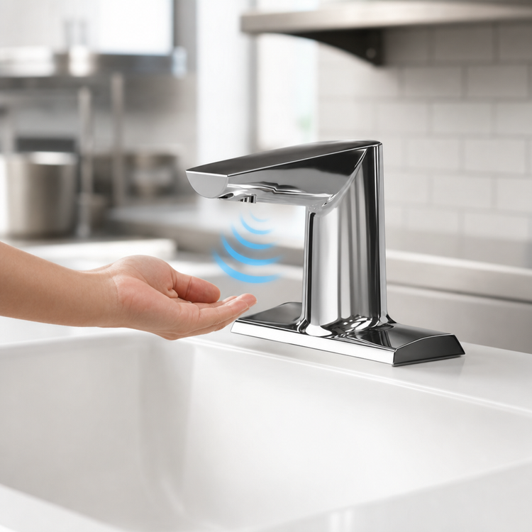 Product image #3 for T&S Brass WaveCrest Electronic Sensor Lavatory Faucet, 4-Inch Deck Mount, Polished Chrome, 0.5 GPM