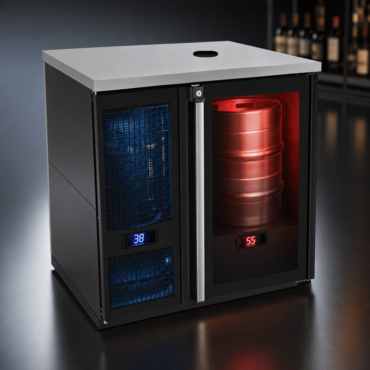Product image #3 for Pro-Line E-Series Dual Temperature Wine Cooler Dispenser, One-Section, 36-3/4 Inch Wide, 4 x 1/6 Barrel Keg Capacity