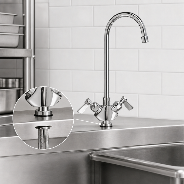 Product image #3 for Fisher 52906 Commercial Deck-Mount Single-Hole Dual-Control Faucet with 12-Inch Gooseneck Spout