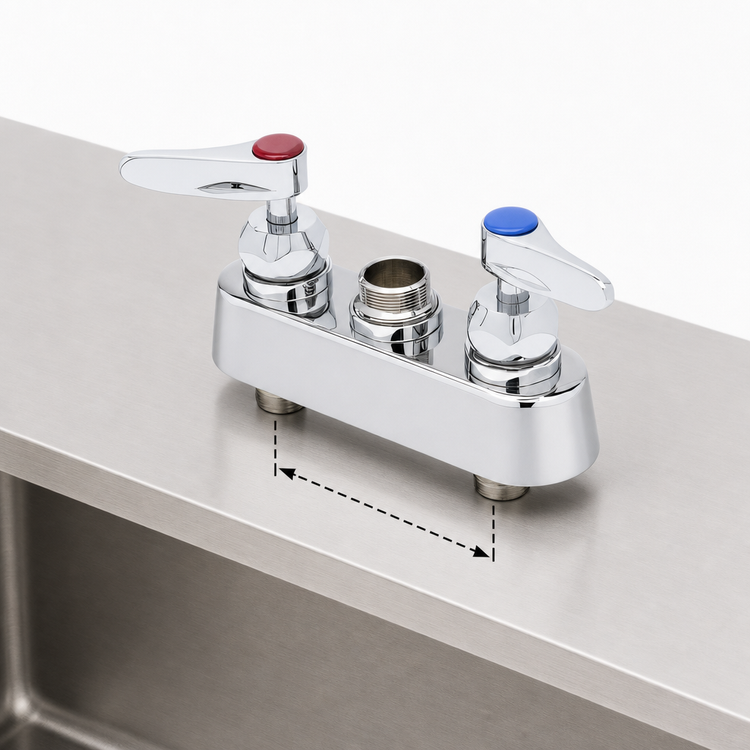 Product image #3 for T&S Brass B-1110-CR-LNM 4-Inch Centers Deck-Mount Workboard Faucet, Less Nozzle, Cerama Cartridges