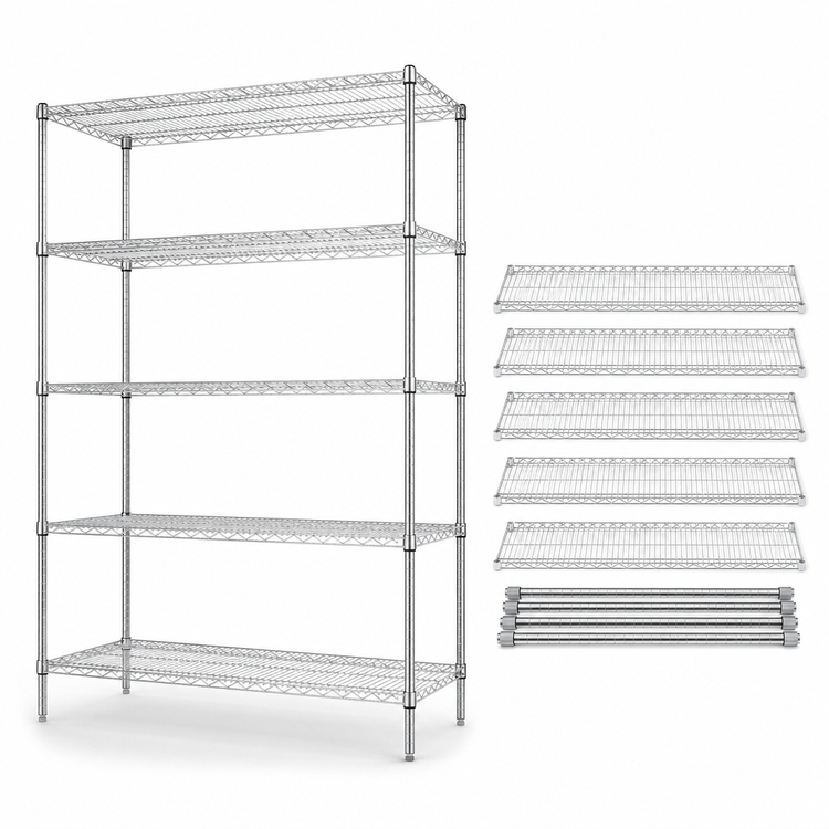 Product image #3 for Quantum 72-Inch W x 30-Inch D x 54-Inch H Wire Shelving Starter Kit with 5 Shelves, 304 Stainless Steel