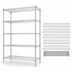 Thumbnail image #3 for Quantum WR54-3072S-5 Stationary Wire Shelving Starter Unit, 72"W x 30"D x 54"H, 5 Shelves, 304 Stainless Steel