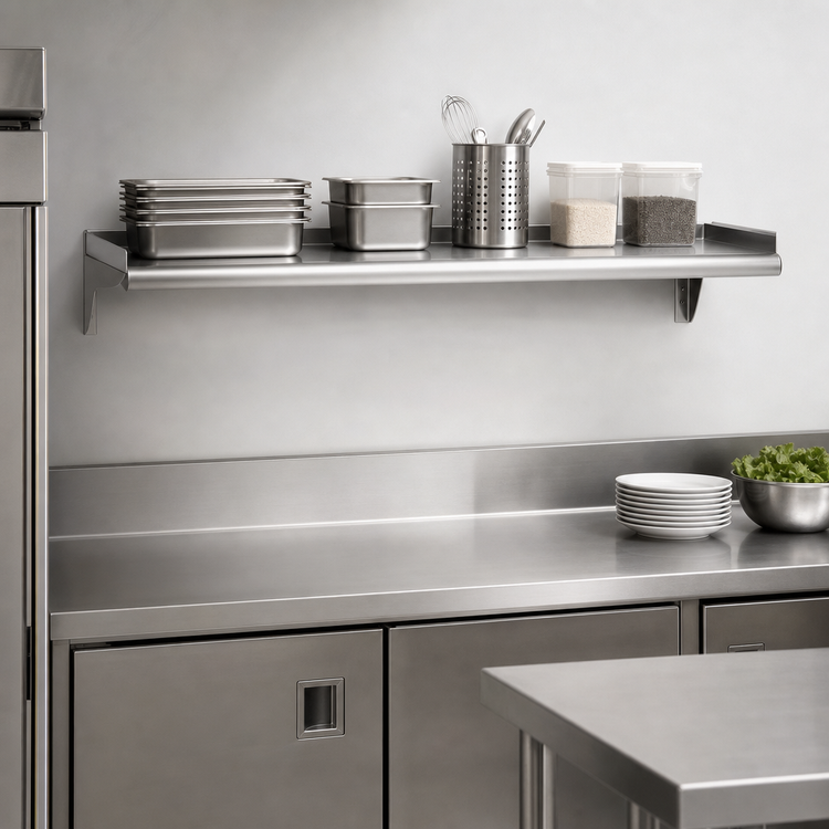 Product image #3 for Eagle Group 108-Inch x 10-Inch Wall-Mounted Shelf, 16 Gauge 430 Stainless Steel