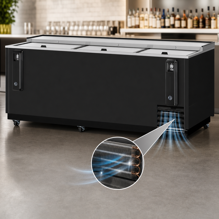 Product image #3 for Turbo Air Super Deluxe 95-Inch Wide Black Laminated Bottle Cooler with Three Sliding Lids