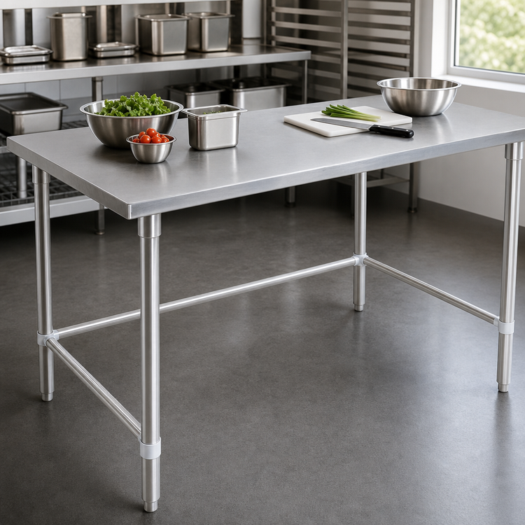 Product image #3 for John Boos Stallion 72 Inch x 36 Inch Stainless Steel Flat Top Work Table with Galvanized Open Base