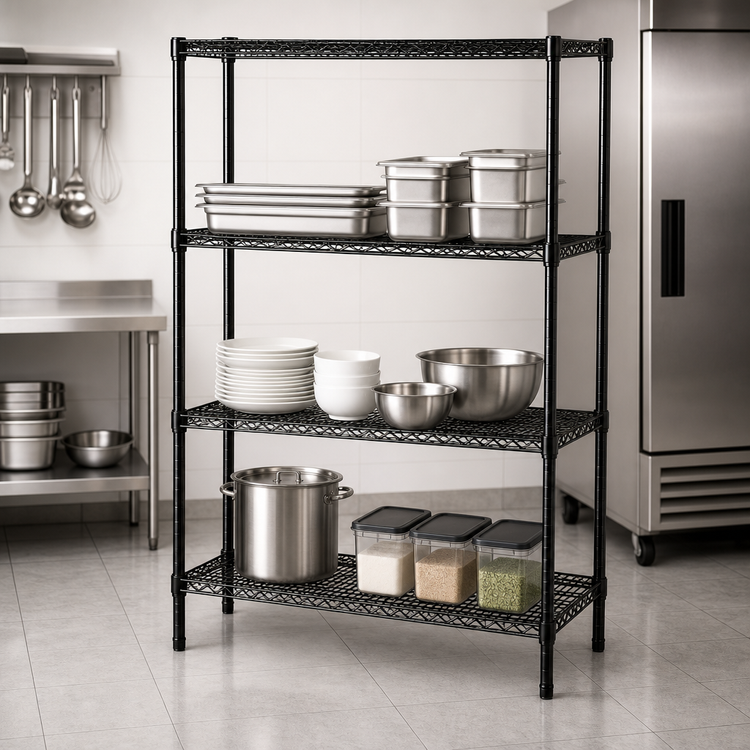 Product image #3 for Add-A-Shelf 4-Tier Stationary Wire Shelving Starter Unit, 36 Inches W x 18 Inches D x 63 Inches H, Black Epoxy
