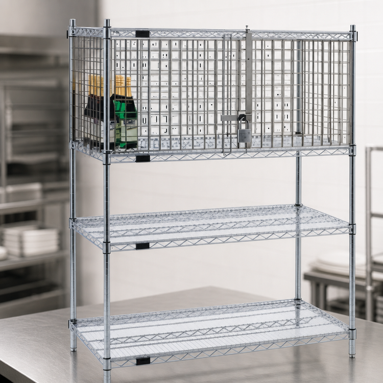Product image #3 for Eagle Group Chrome Security Cage Enclosure Kit for 18-Inch x 30-Inch Wire Shelving with Hinged Doors