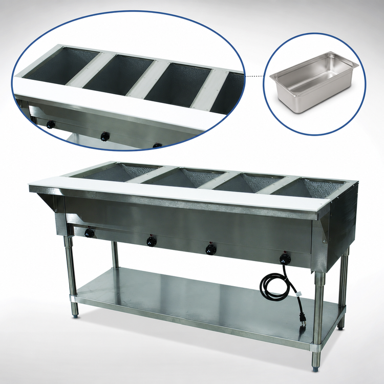 Product image #3 for Advance Tabco Triumph Supreme 4-Well Electric Hot Food Table with Undershelf and Cutting Board