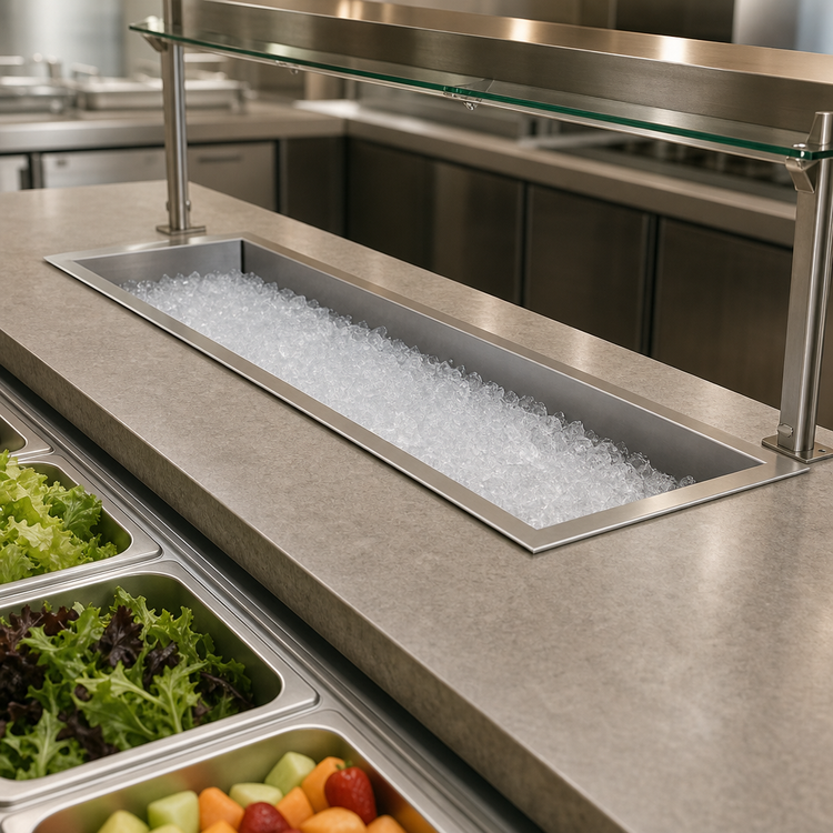 Product image #3 for Delfield N8068N Narrow Drop-In Ice Cooled Cold Pan, 68 Inch Wide, 3-Pan Capacity