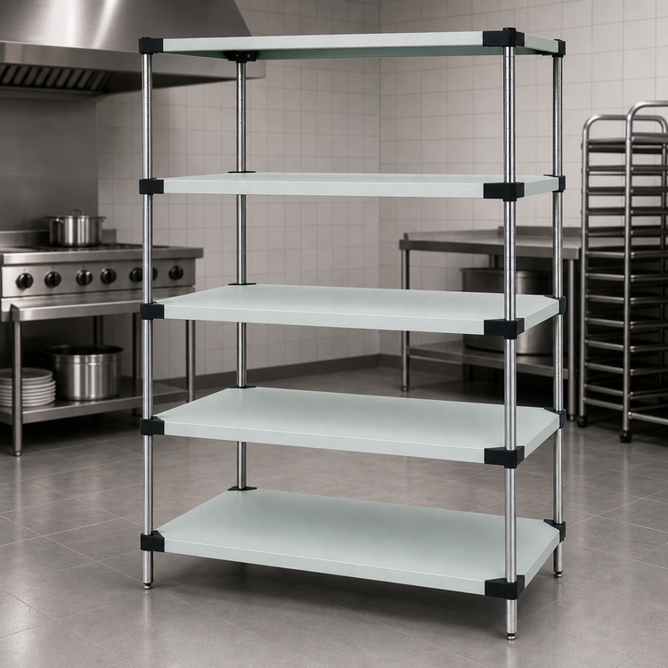 Product image #3 for Quantum 72"W x 14"D x 63"H Solid Stainless Steel Shelving Starter Kit, 5 Shelves