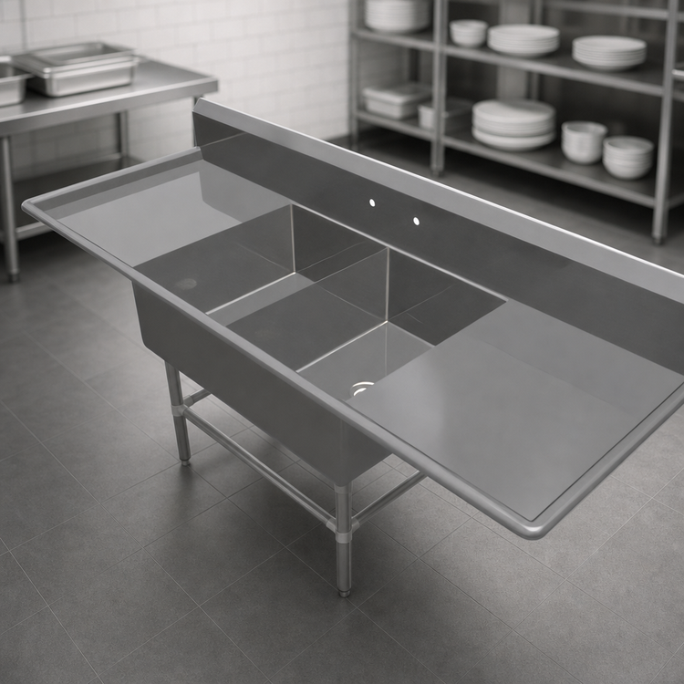 Product image #3 for John Boos Pro-Bowl 2-Compartment Sink with Dual 24-Inch Drainboards, 14-Inch Deep Bowls, 91-1/4-Inch Wide