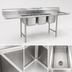 Thumbnail image #3 for Commercial Three-Compartment Coved Corner Sink with Left and Right 24-Inch Drainboards