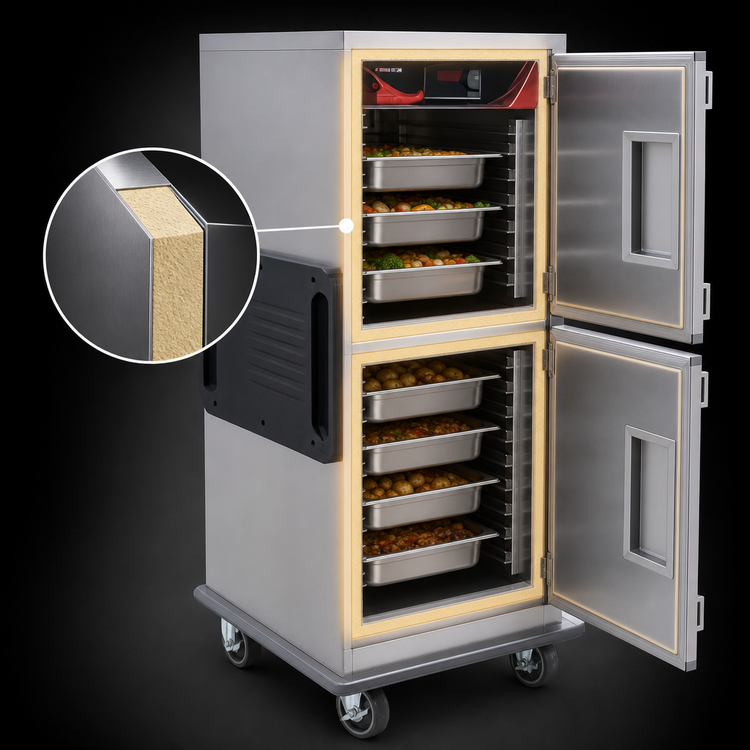 Product image #3 for Cres Cor 30.5 Inch Wide Insulated Mobile Heated Holding Cabinet with Dutch Doors, 6 Pan Capacity, Stainless Steel, 120V