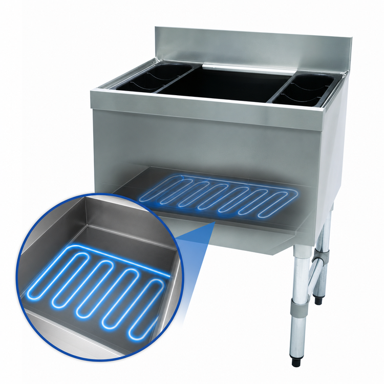 Product image #3 for Advance Tabco Underbar Basics™ 30-Inch Stainless Steel Cocktail Unit with 16-Inch Deep Ice Bin and 10-Circuit Cold Plate