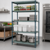 Thumbnail image #3 for Quantum 4-Tier Stationary Wire Plastic Mat Shelving Unit, 72 x 24 x 86 Inches, Green Epoxy Antimicrobial