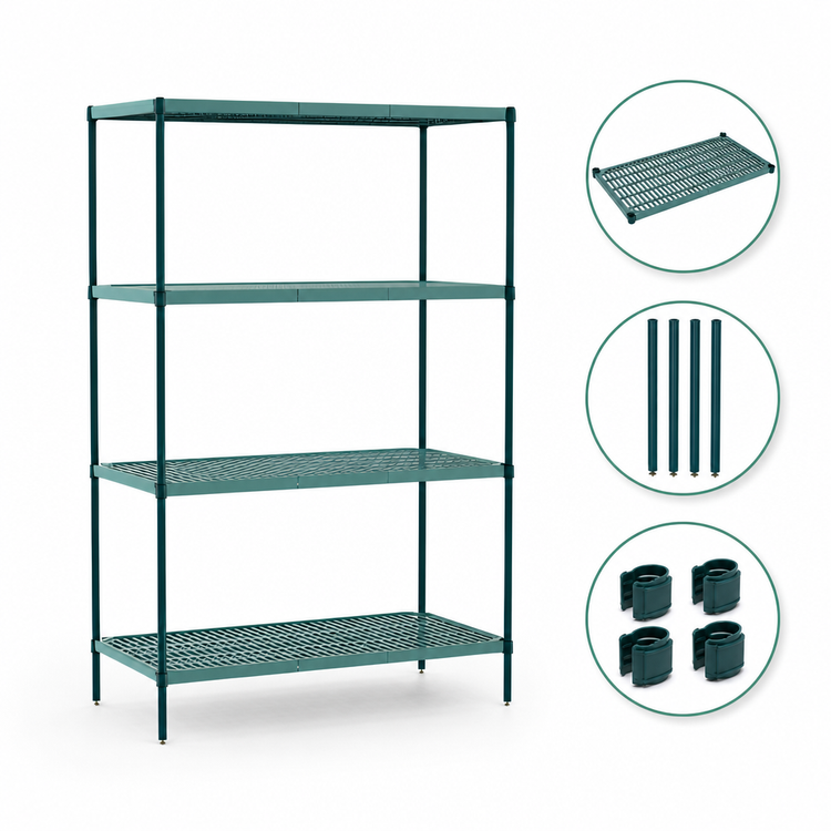 Product image #3 for Metro Super Erecta Pro 4-Shelf Stationary Polymer Shelving Starter Unit, 21" x 60" x 63"
