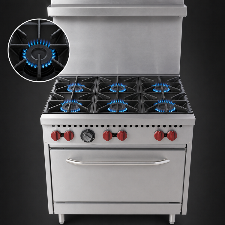 Product image #3 for Vulcan SX Series 36-Inch Natural Gas Commercial Gas Range with 6 Open Burners and Standard Oven