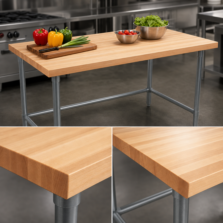 Product image #3 for John Boos 36" x 36" Wood Top Work Table with 1-1/2" Thick Northern Hard Rock Maple Top