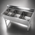 Thumbnail image #3 for Elite Heavy-Duty Three-Compartment Stainless Steel Sink Without Drainboards, 77-Inch Wide