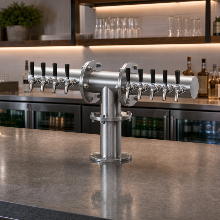 Product image #3 for Perlick 4061-12 T-Shape Countertop Glycol-Cooled Brew Pipe Tower for 12 Faucets