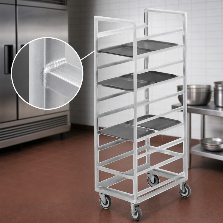 Product image #3 for Channel Manufacturing 446A Mobile Aluminum Cafeteria Tray Rack, Single Section, End Load, 30-Tray Capacity