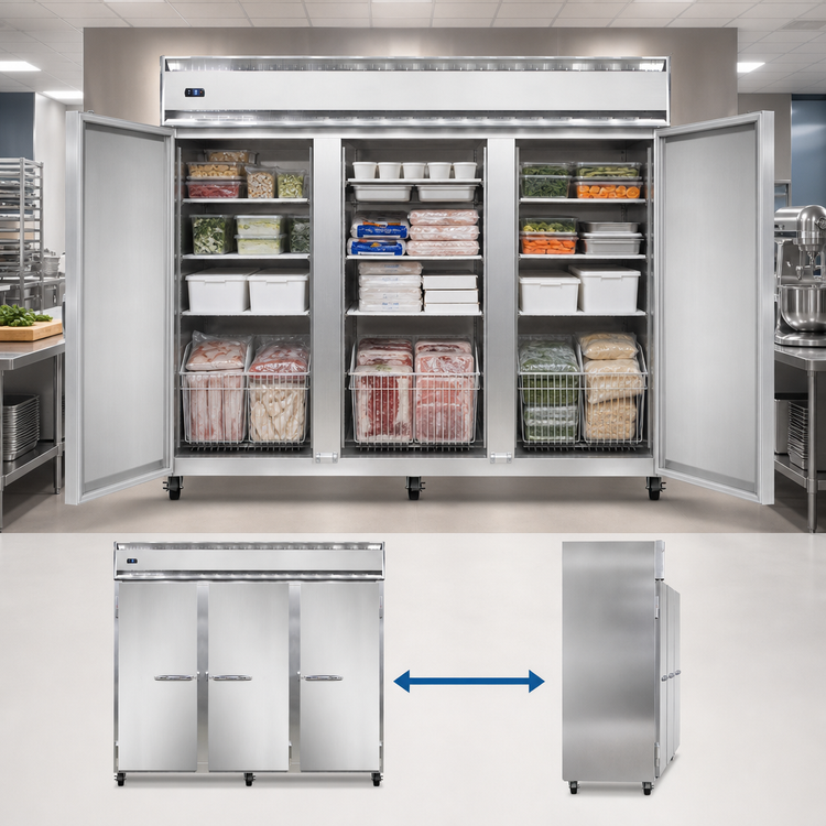 Product image #3 for Continental Refrigerator 3FESNSS Three-Section Extra-Wide Shallow Depth Reach-In Freezer