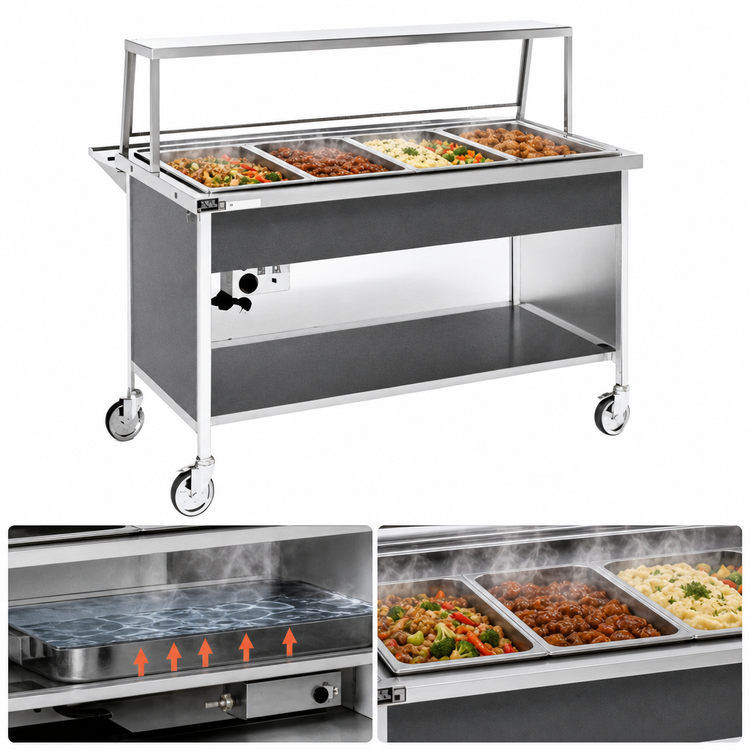 Product image #3 for Atlas Metal CAH-6 91-1/4" Mobile Electric 6-Pan Hot Food Serving Counter