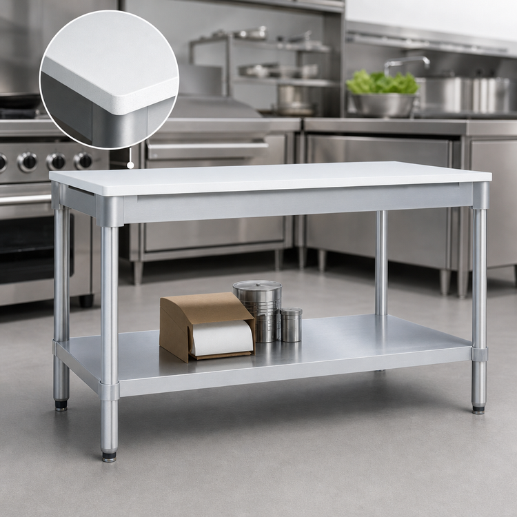 Product image #3 for New Age 36 Inch x 30 Inch Poly Top Work Table with Aluminum Open Base