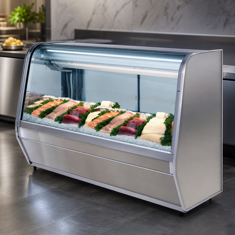Product image #3 for Howard-McCray 32E Series 50-Inch Curved Glass Self-Contained Fish & Poultry Service Case with LED Lighting