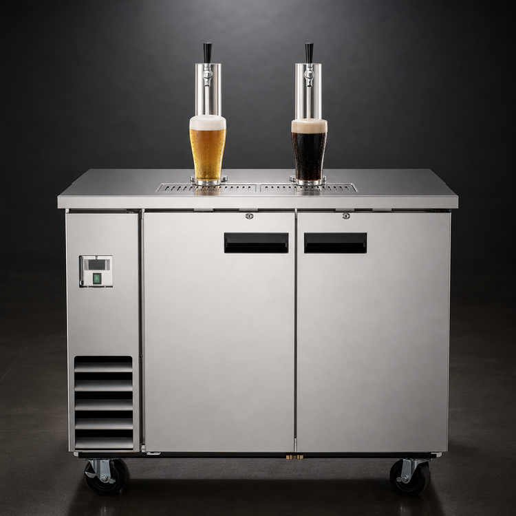 Product image #3 for Maxx Cold X-Series 2-Tap Dual Tower Beer Dispenser / Keg Cooler, Floor Model, 2 Kegs, 10.5 Cu. Ft., Stainless Steel