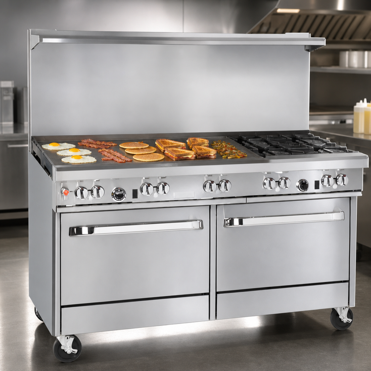 Product image #3 for Southbend Ultimate 60-Inch Commercial Gas Restaurant Range with 48-Inch Griddle, 2 Star/Sauté Burners and 2 Cabinets