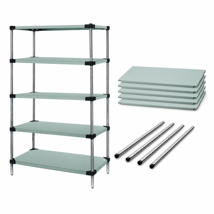 Product image #3 for Quantum Stationary 5-Shelf Solid Stainless Steel Shelving Starter Kit, 72 Inch W x 21 Inch D x 54 Inch H