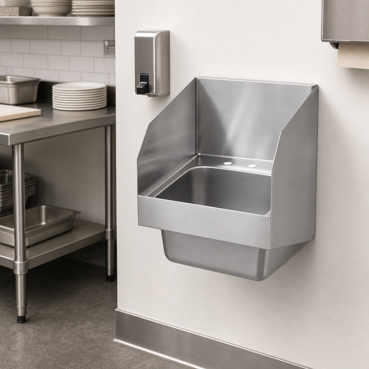Product image #3 for Glastender 14-Inch Wall-Mount Stainless Steel Hand Sink with Side Splashes