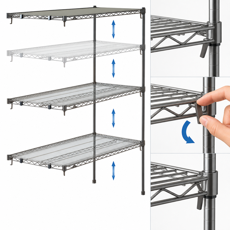 Product image #3 for Metro Super Erecta Super Adjustable Chrome Plated Wire Shelving Add-On Unit, 36W x 21D x 63H, 4 Shelves