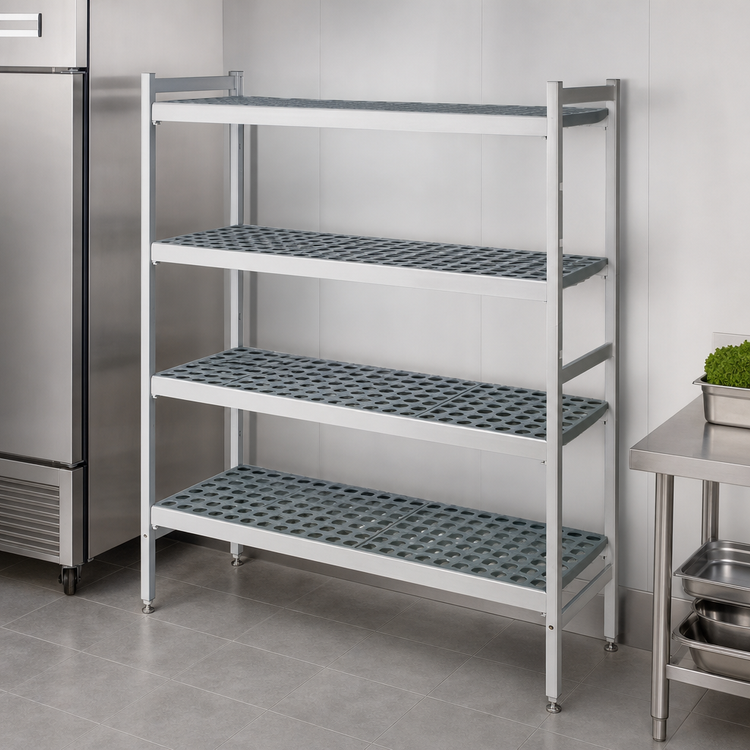 Product image #3 for Fermostock 4-Tier Perforated Stationary Starter Polymer Shelving Unit, 42 x 18 x 71 Inches