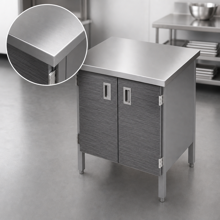 Product image #3 for John Boos 36-Inch x 30-Inch Stainless Steel Flat Top Enclosed Work Table with Cabinet Base and Hinged Doors