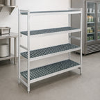 Thumbnail image #3 for Fermod Fermostock 4R68C66 4-Tier Stationary Starter Polymer Shelving Unit, 68W x 22D x 66H, Anodized Aluminum