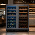 Thumbnail image #4 for Koolmore KM-CW46DZ-BPR 2-Section Dual-Zone Reach-In Wine Cooler with Glass Doors and Wooden Shelves
