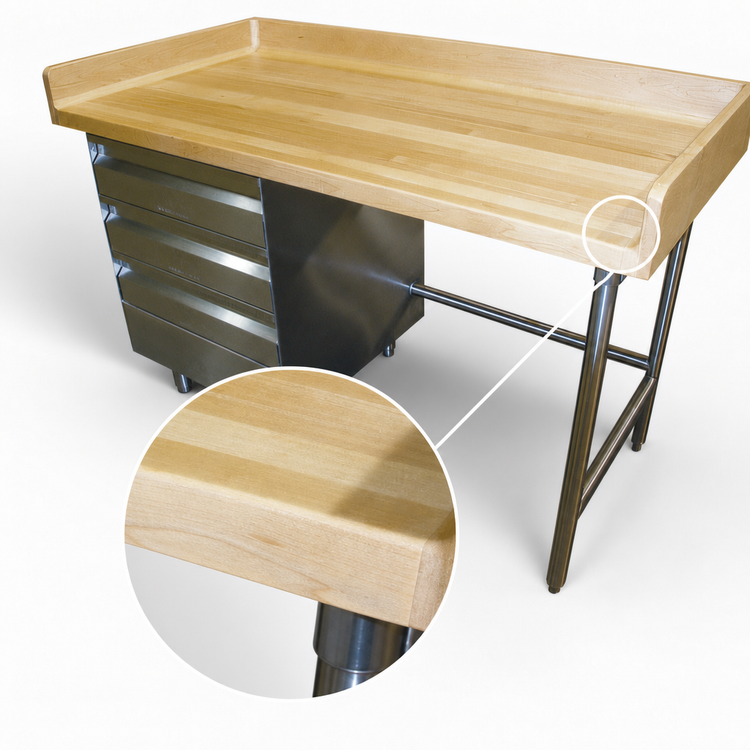 Product image #3 for Advance Tabco 72-Inch x 36-Inch Bakers' Work Table with Wood Top, 4-Inch Splash, and 3-Tier Left Drawer Section