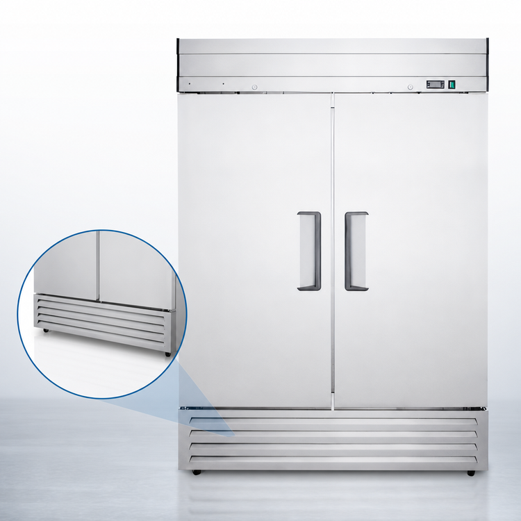 Product image #3 for Excellence Commercial Products DSS-42F Two-Section Reach-In Freezer with Solid Doors, 42.4 Cu. Ft., Bottom-Mount Self-Contained Refrigeration