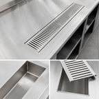 Thumbnail image #3 for John Boos URN4-18-W Weld-In Stainless Steel Urn Trough with Removable Grate, 18" x 4-3/4", 1" MPT Drain