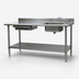 Thumbnail image #3 for Eagle Group Spec-Master 84-Inch Stainless Steel Prep Table with Right Sink, Left Drawer, Backsplash, and Undershelf