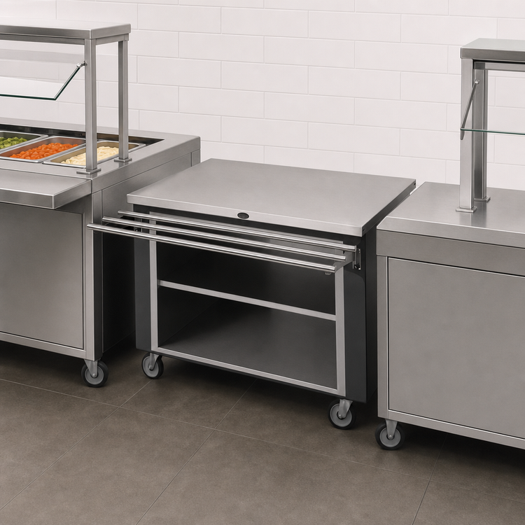 Product image #3 for Randell Custom & Serving Mobile Modular Utility Station with Enclosed Base and 16 Gauge Stainless Steel Top, 24 x 30 x 35.5 Inches