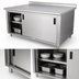 Thumbnail image #3 for Advance Tabco Enclosed Work Table with Sliding Door Cabinet Base, 120-Inch x 30-Inch, 14-Gauge 304 Stainless Steel Top