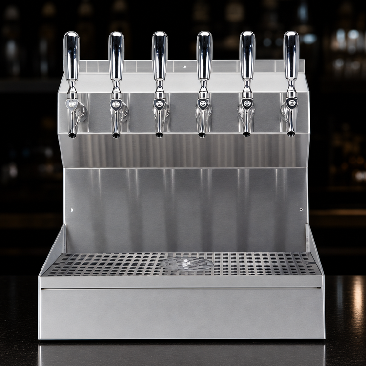 Product image #3 for Kronos 18-Inch Wall-Mount 6-Faucet Glycol-Cooled Draft Tower with Integrated Drip Tray and Glass Rinser