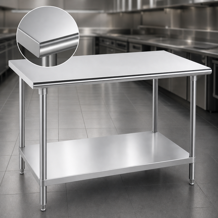 Product image #3 for Advance Tabco 72" x 30" 16-Gauge 430 Stainless Steel Flat Top Work Table with Adjustable Undershelf