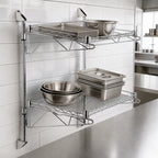 Thumbnail image #3 for Quantum WC34-CB1824C Double Shelf Wall-Mount Cantilever Wire Shelving Unit, 24 x 18 Inches, Chrome Plated